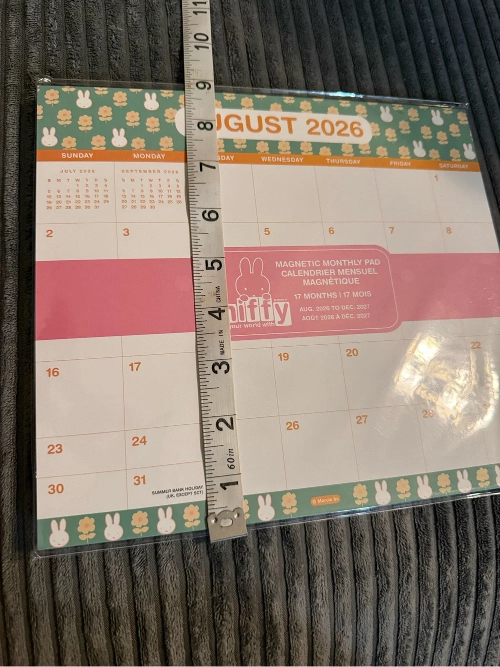 Miffy Aug 2026 - Dec 2027 Magnetic Monthly Pad - Green & Orange